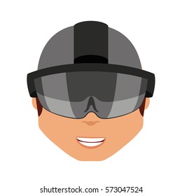 Person with augmented reality glasses vector illustration design