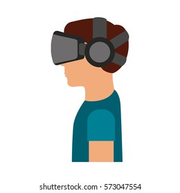 Person with augmented reality glasses vector illustration design