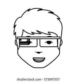 Person with augmented reality glasses vector illustration design