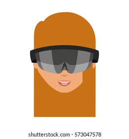 Person with augmented reality glasses vector illustration design