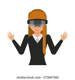 Person with augmented reality glasses vector illustration design
