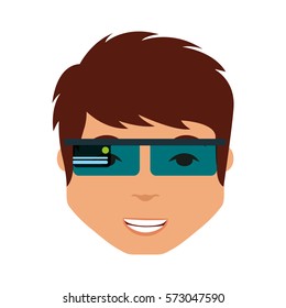 Person with augmented reality glasses vector illustration design