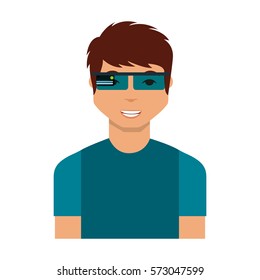 Person with augmented reality glasses vector illustration design