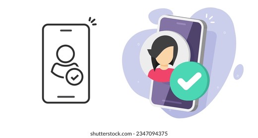 Person authentication recognition id verify icon 3d vector graphic illustration, account profile data valid check test, proof of identity, cellphone security technology, smartphone access digital