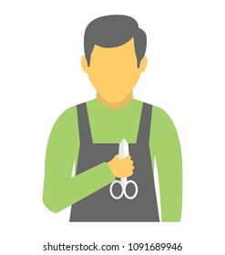 
A person avatar holding scissors, barber or hairdresser
