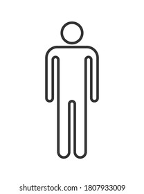 Person avatar icon. Flat human symbol. Gentleman logo. Toilet and bathroom sign. Black silhouette isolated on white background. Vector illustration image.