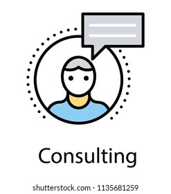 
A person avatar with message bubble symbol of customer testimonial
