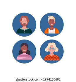 person avatar with unique flat design concept on blue background