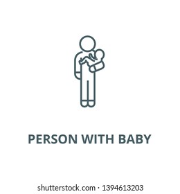 Person with baby vector line icon, linear concept, outline sign, symbol