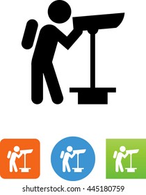 Person With Backpack Looking Through Telescope Icon