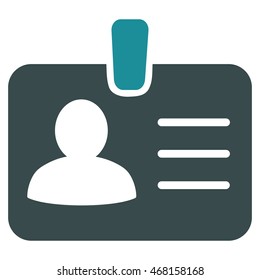 Person Badge icon. Vector style is bicolor flat iconic symbol with rounded angles, soft blue colors, white background.