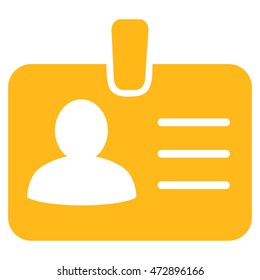 Person Badge icon. Vector style is flat iconic symbol with rounded angles, yellow color, white background.