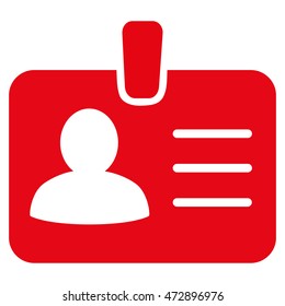 Person Badge icon. Vector style is flat iconic symbol with rounded angles, red color, white background.