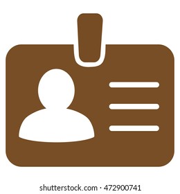 Person Badge icon. Vector style is flat iconic symbol with rounded angles, brown color, white background.