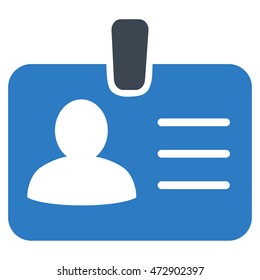 Person Badge icon. Vector style is bicolor flat iconic symbol with rounded angles, smooth blue colors, white background.