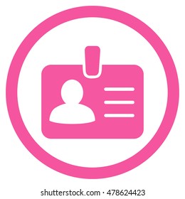 Person Badge rounded icon. Vector illustration style is flat iconic symbol, pink color, white background.