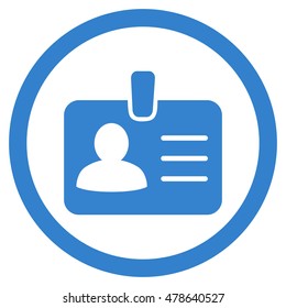 Person Badge rounded icon. Vector illustration style is flat iconic symbol, cobalt color, white background.