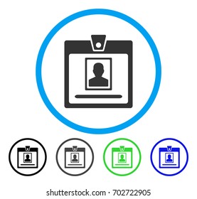 Person Badge rounded icon. Vector illustration style is a flat iconic symbol inside a circle, black, grey, blue, green versions. Designed for web and software interfaces.