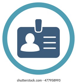 Person Badge vector bicolor rounded icon. Image style is a flat icon symbol inside a circle, cyan and blue colors, white background.