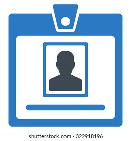 Person Badge vector icon. Style is bicolor flat symbol, smooth blue colors, rounded angles, white background.