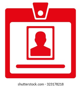 Person Badge vector icon. Style is flat symbol, red color, rounded angles, white background.