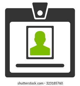 Person Badge vector icon. Style is bicolor flat symbol, eco green and gray colors, rounded angles, white background.