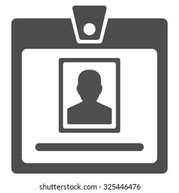 Person Badge vector icon. Style is flat symbol, gray color, rounded angles, white background.