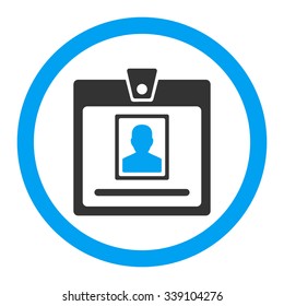 Person Badge vector icon. Style is bicolor flat rounded symbol, blue and gray colors, rounded angles, white background.