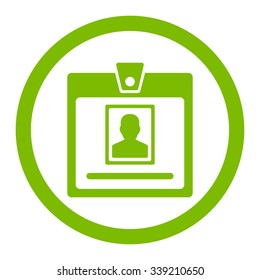 Person Badge vector icon. Style is flat rounded symbol, eco green color, rounded angles, white background.