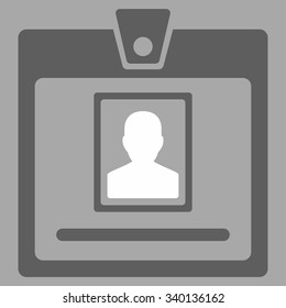 Person Badge vector icon. Style is bicolor flat symbol, dark gray and white colors, rounded angles, silver background.