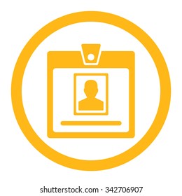 Person Badge vector icon. Style is flat rounded symbol, yellow color, rounded angles, white background.