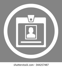 Person Badge vector icon. Style is flat rounded symbol, white color, rounded angles, gray background.