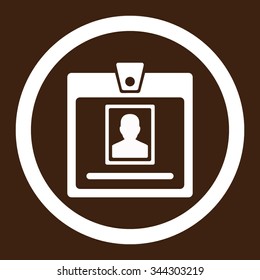 Person Badge vector icon. Style is flat rounded symbol, white color, rounded angles, brown background.