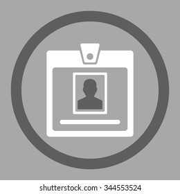 Person Badge vector icon. Style is bicolor flat rounded symbol, dark gray and white colors, rounded angles, silver background.