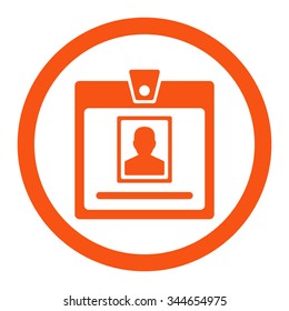 Person Badge vector icon. Style is flat rounded symbol, orange color, rounded angles, white background.