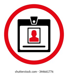 Person Badge vector icon. Style is bicolor flat rounded symbol, intensive red and black colors, rounded angles, white background.