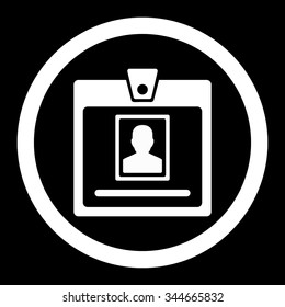 Person Badge vector icon. Style is flat rounded symbol, white color, rounded angles, black background.