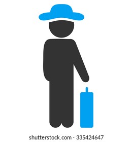 Person Baggage vector icon. Style is bicolor flat symbol, blue and gray colors, rounded angles, white background.