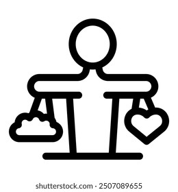 Person is balancing their negative emotions against love, represented by a heart