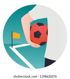 
A person with ball doing soccer playing 
