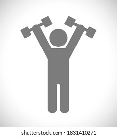 person with barbells concept icon
