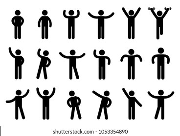 Person Basic Body Language Pictogram, symbol sign pictogram on white - Illustration