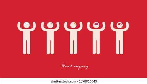 Person basic body language pictogram. Head Injury Treatment Minimalistic. Vector illustration