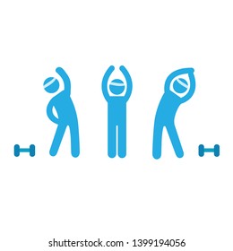 Person Basic Body Language Pictogram, Fitness, Gym Icon Isolated, Pictogram Man Exercises. Vector Illustation