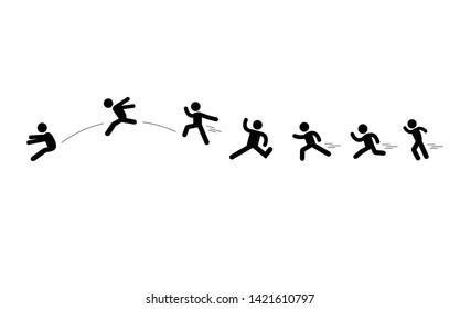 Person Basic Body Language Pictogram, man jumping symbol sign pictogram on white. vector