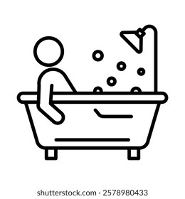 Person Bathing Icon Black and white logo