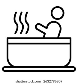 Person Bathing Icon Black and white outline vector