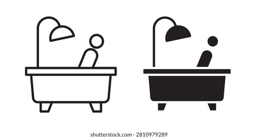 Person Bathing icon black and white vector..