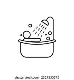 Person bathing icon flat line symbol set.