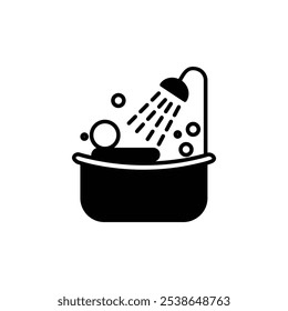 Person bathing icon flat line symbol set.